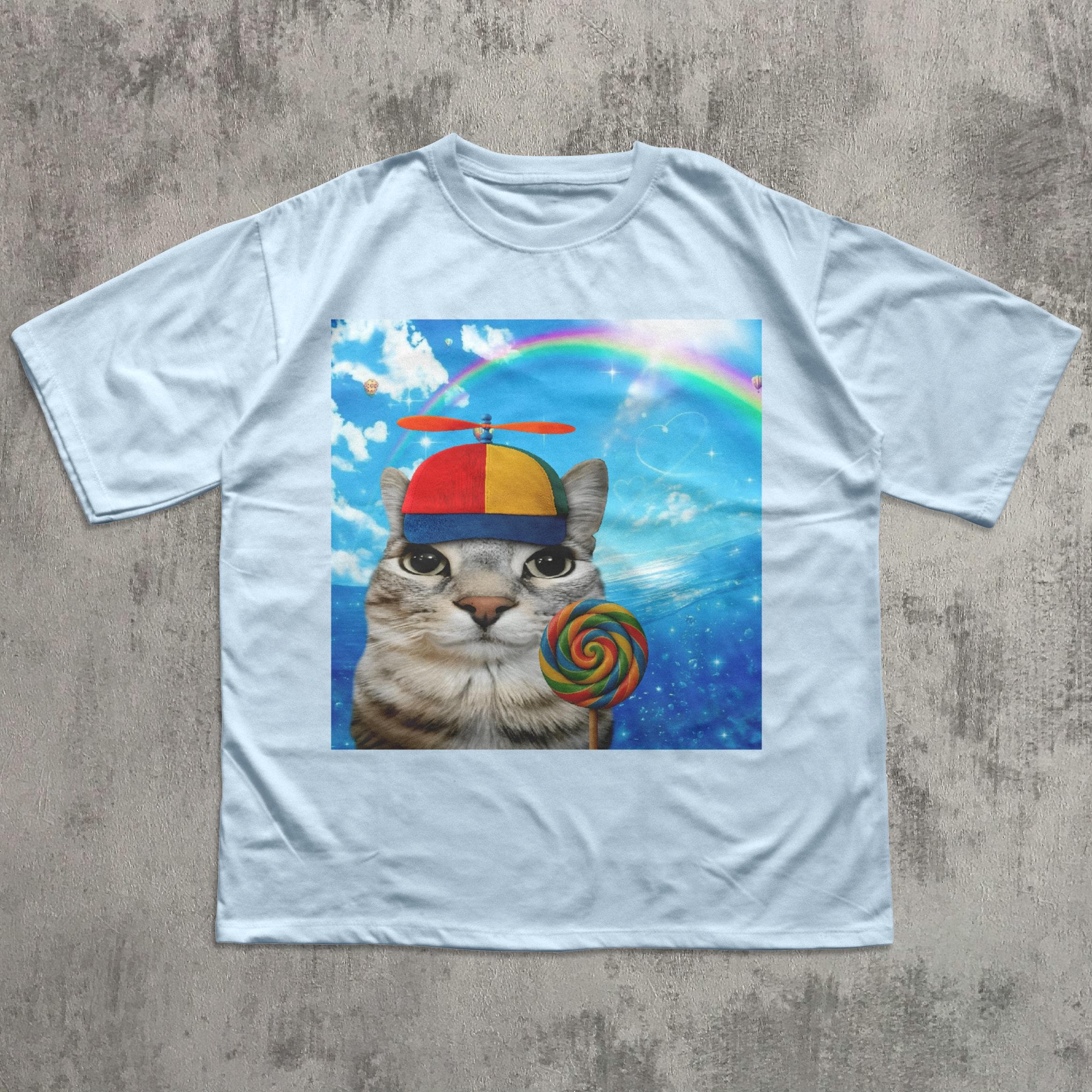 Happy Cat Dreamcore Cats Brainrot Meme Tee Silly Kitten Tee Cat Lover Weird Tees Gen Humor
