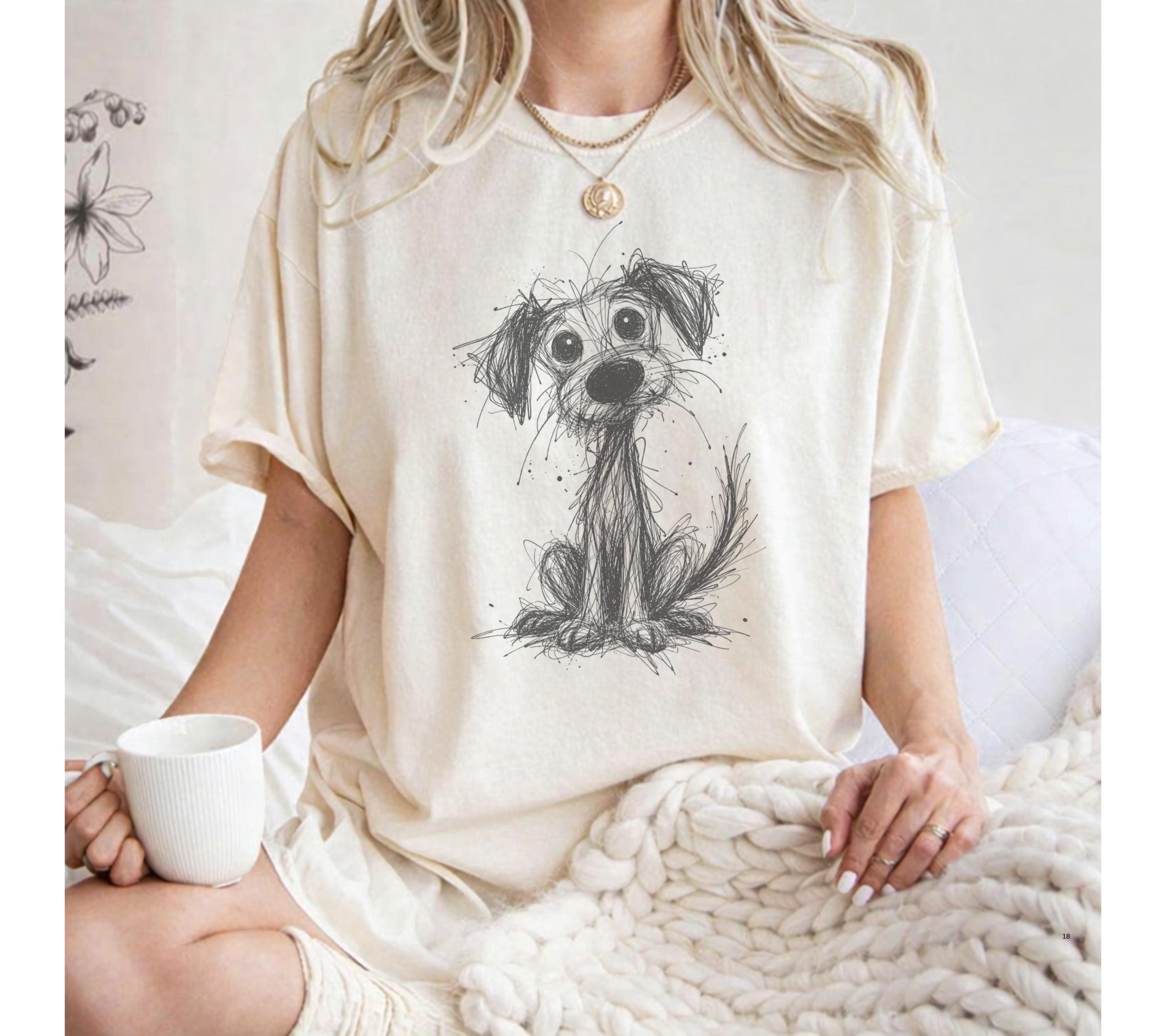 Comfort Colors Puppy Doodle Scribble Dog Sketch Tee Line Art Dog Dog Lover