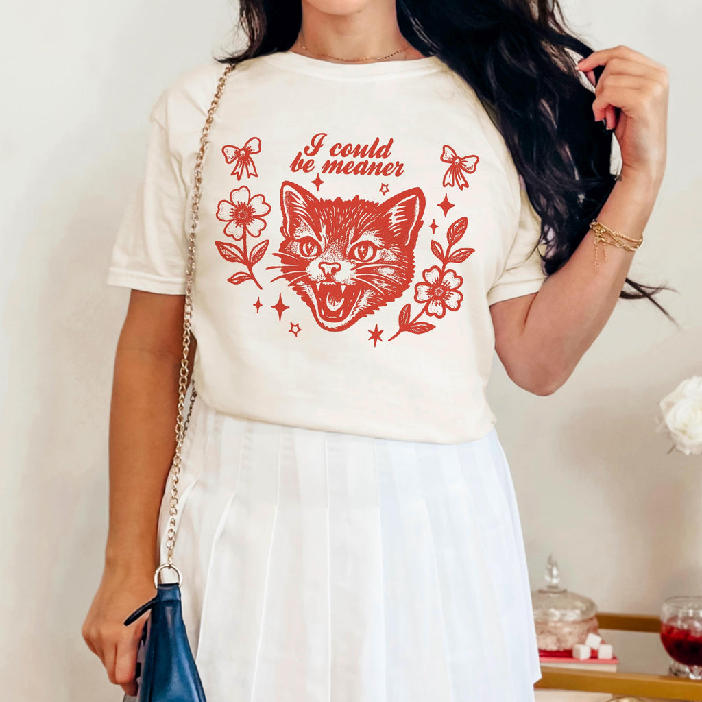 Could Meaner Ca Feral Tee Vintage Tattoo Kitten Grunge Unisex