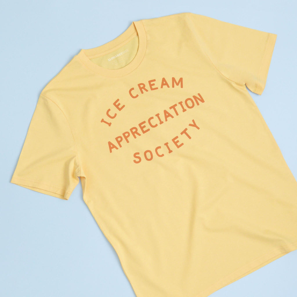 Ice Cream Appreciation Society Yellow Slogan Tee Ice Cream Lovers