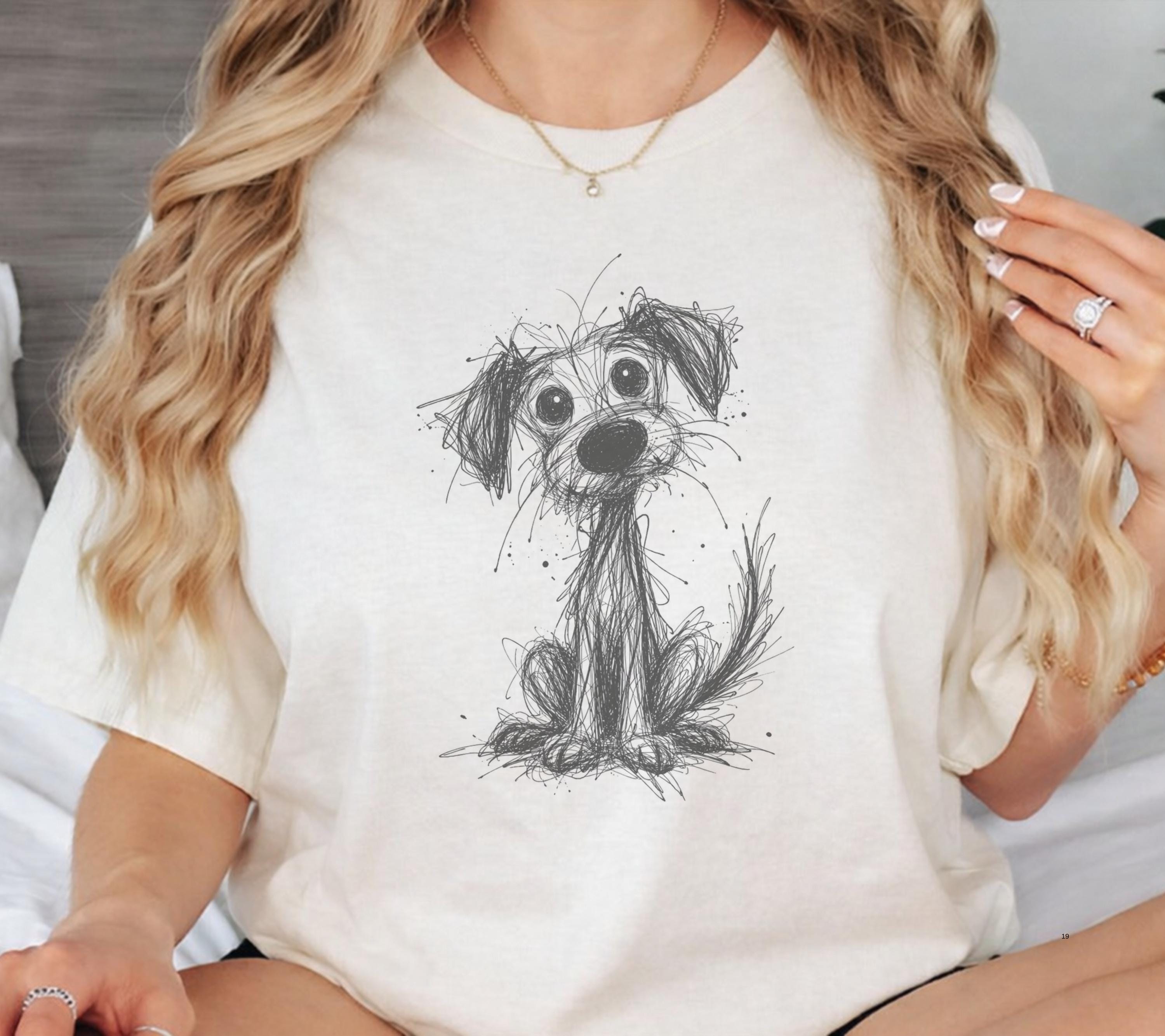 Comfort Colors Puppy Doodle Scribble Dog Sketch Tee Line Art Dog Dog Lover
