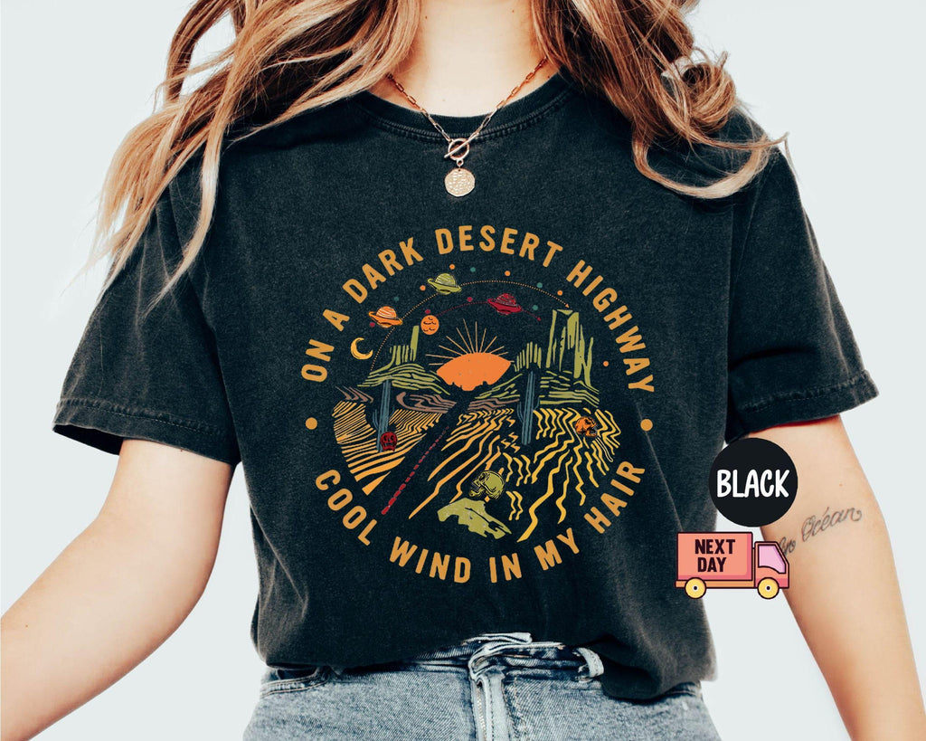 Comfort Colors Dark Desert Highway Retro Adventure Hiking Camping Travel Boho Nature