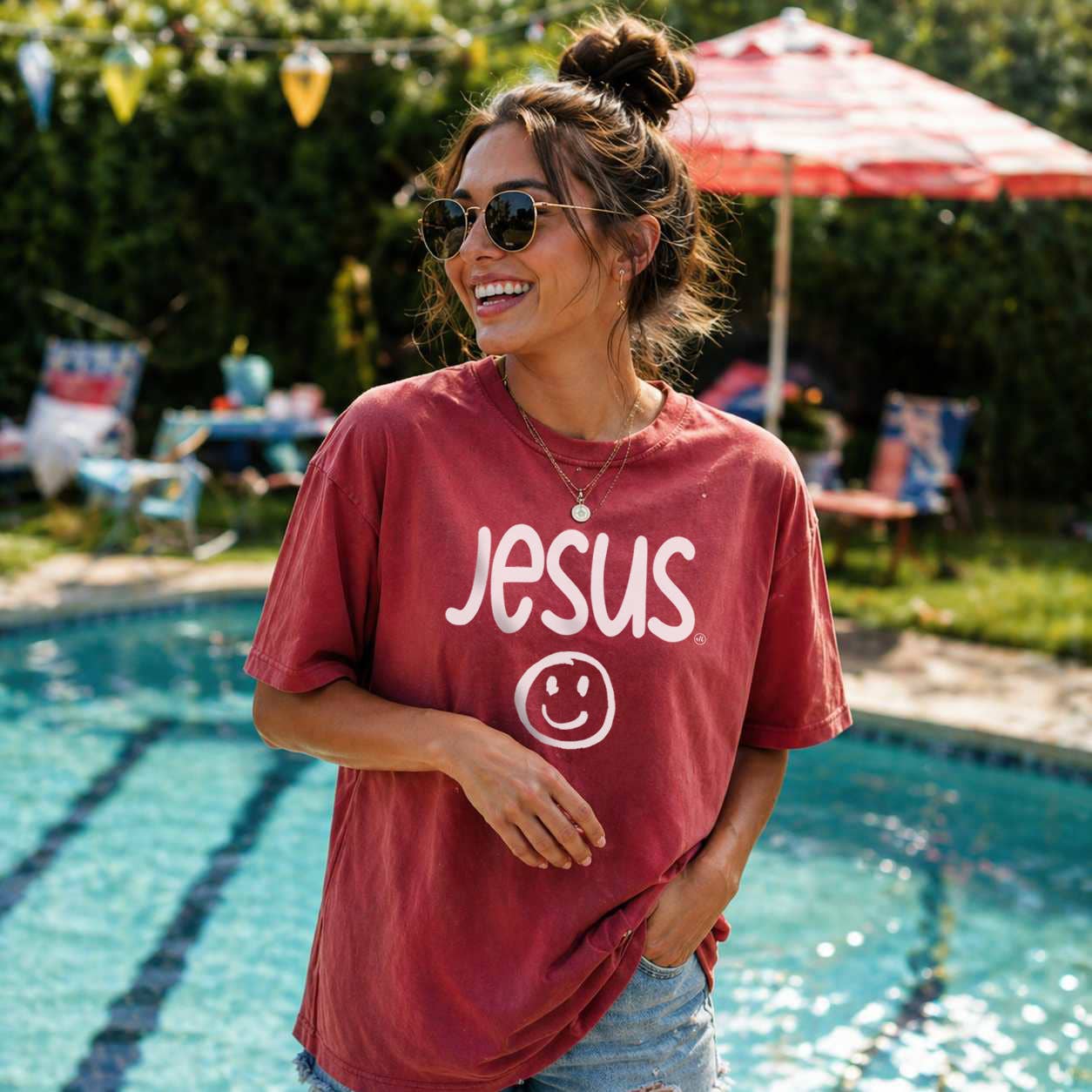 Jesus Smiley Graphic Tee Unisex , , , Long Sleeve Tee