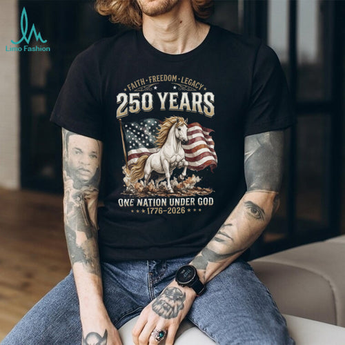 250 Years Faith Freedom Legacy American Horse Flag Graphic Shirt