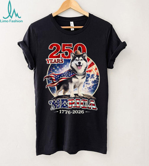 250 Years Merica Husky Dog American Flag Cape Shirt