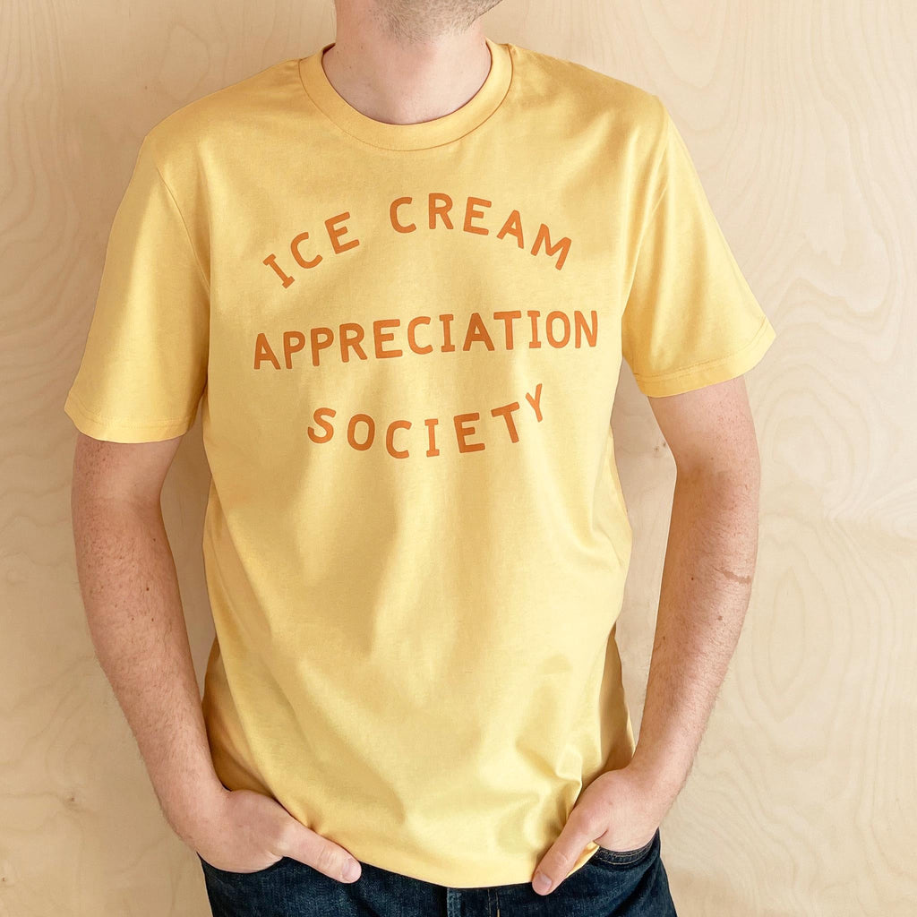 Ice Cream Appreciation Society Yellow Slogan Tee Ice Cream Lovers