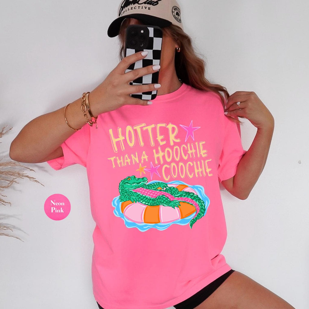 Hotter Hoochie Coochie Summer Comfort Colors Gator Summer Vacation Tee Crocodile Summer Beach