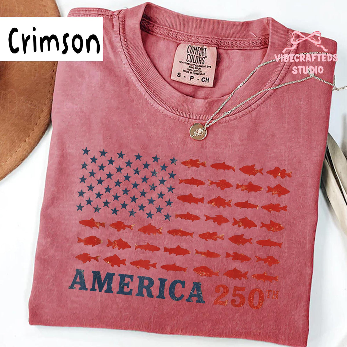 America 250th Fishing Flag Comfort Colors Usa 250 Years Fishing Tee Patriotic Fisherman 4th July Angler
