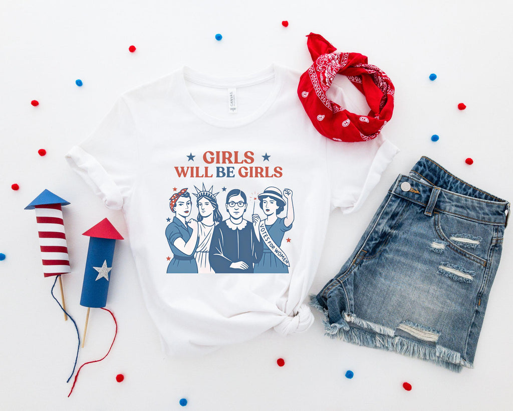 Patriotic Feminist 4th July Tee Strong American Independence Day Usa