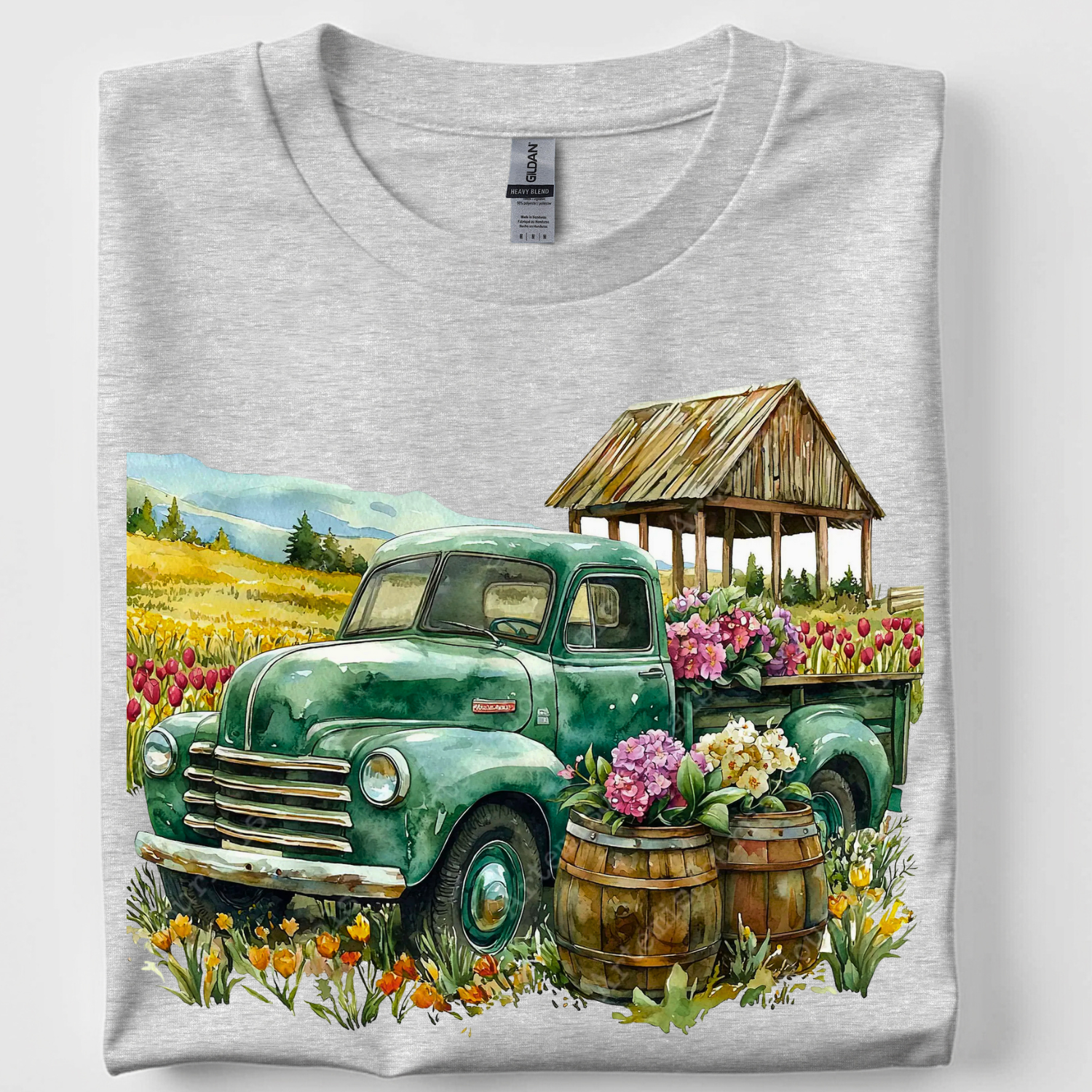 Vintage Truck Spring Flowers / Unisex , , , Long Sleeve Tee