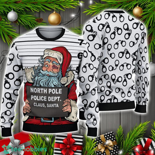 3D Santa Claus Arrested By North Pole Police Ugly Sweater Christmas Holiday Gift