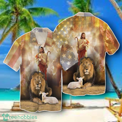 4th Of July Independence Day Jesus God Lion Hawaiian Shirt Style Gift