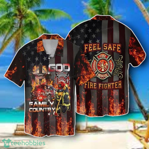 4th Of July Independence Day Memorial Day Firefighter Family Country Feel Safe Hawaiian Shirt Style Gift
