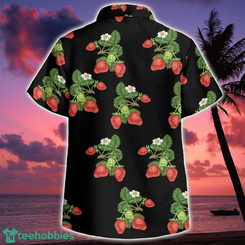 50s Style Strawberries Hawaiian Shirt Botton Beach Shirt
