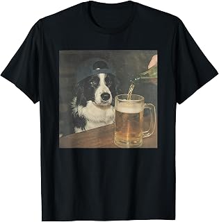 Border Collie Drinking Beer Unisex , , , Long Sleeve Tee