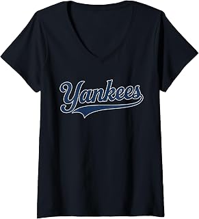 Women's Yankees Vintage Retro Style Tee, Classic 70s & 80s Yankees V-Neck Unisex , , , Long Sleeve Tee