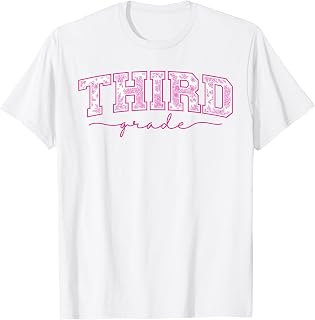 Back to School 3rd Third Grade Toile Pink Floral Teacher Unisex , , , Long Sleeve Tee