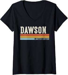 Women's Dawson Retro Vintage Men Kids Boys First Name V-Neck Unisex , , , Long Sleeve Tee
