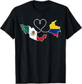 Half Colombian Half Mexican Map Mexico Colombia Flag Pride Unisex , , , Long Sleeve Tee