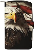 Bald Eagle Flag Veterans Wallet for Women Elegant Leather Clutch Wallet Large Capacit Credit Card Holder Long Cute Cash Purse Travel Minimalist Coin Purse Bifold Zipper Coin Pocket