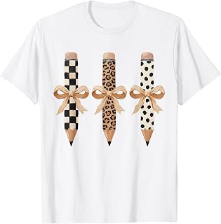Preppy Leopard Pencil Bow Coquette Teacher Back to School Unisex , , , Long Sleeve Tee