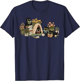 Black Cat Reading Book Cottagecore Pink Plant Floral Cozy Unisex , , , Long Sleeve Tee