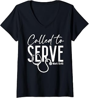 Women's Called to Serve Christian Nurse Faith Medical Workers V-Neck Unisex , , , Long Sleeve Tee