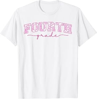 Back to School 4th Fourth Grade Toile Pink Floral Teacher Unisex , , , Long Sleeve Tee