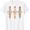 Preppy Pencil Bow PNG Teacher Squad Coquette Back to School Unisex , , , Long Sleeve Tee
