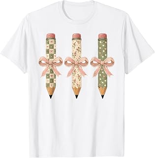Preppy Pencil Bow PNG Teacher Squad Coquette Back to School Unisex , , , Long Sleeve Tee