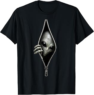 Alien UFO Optical Illusion Realistic Zipper Extraterrestrial Unisex , , , Long Sleeve Tee