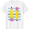 Pencil Stripes Fall Teacher Students Back to School Unisex , , , Long Sleeve Tee