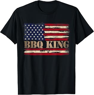 BBQ King Retro USA Flag Father's Day Bold Text Dad Papa Unisex , , , Long Sleeve Tee