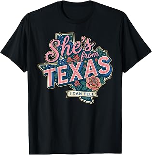She's from Texas I Can Tell Retro Floral Texas Map Unisex , , , Long Sleeve Tee