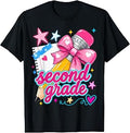 Second Grade Coquette Bow Pencil First Day of School Girls Unisex , , , Long Sleeve Tee