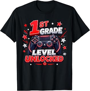 1st Grade Level Unlocked Gamer Back to School Gaming Boys Unisex , , , Long Sleeve Tee
