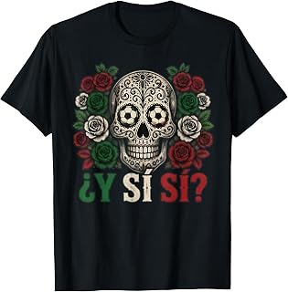 Y Si SÃ­? Mexico Retro Rose Sugar Skull Unisex , , , Long Sleeve Tee