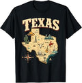 Vintage Texas Map Iconic Landmarks State Pride Unisex , , , Long Sleeve Tee