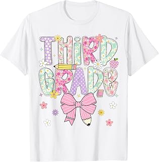 Third 3rd Grade Teachers Girls Back to School Pencil Bow Unisex , , , Long Sleeve Tee