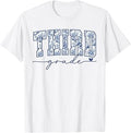 Third Grade Blue Floral Back to School Teachers Girls Kids Unisex , , , Long Sleeve Tee