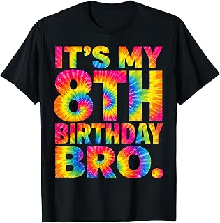 It's My 8th Birthday Bro 8 Year Old Boys Rainbow Unisex , , , Long Sleeve Tee