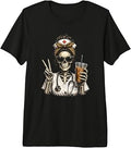 Nurse Skeleton Iced Coffee Funny RN Night Shift Nurse Premium Tri-Blend Unisex , , , Long Sleeve Tee