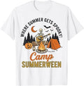 Summerween Where Summer Gets Spooky Camping Skeleton Camper Unisex , , , Long Sleeve Tee