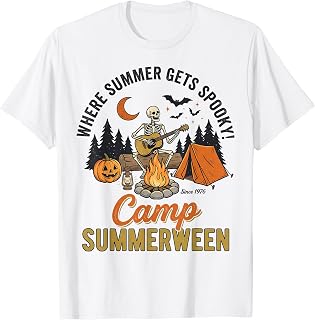 Summerween Where Summer Gets Spooky Camping Skeleton Camper Unisex , , , Long Sleeve Tee