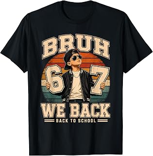 Bruh We Back 6 7 Meme Six Seven Funny Back to School Boy Kid Unisex , , , Long Sleeve Tee