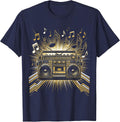 Retro Boombox Musical Notes Graphic Tee Unisex , , , Long Sleeve Tee