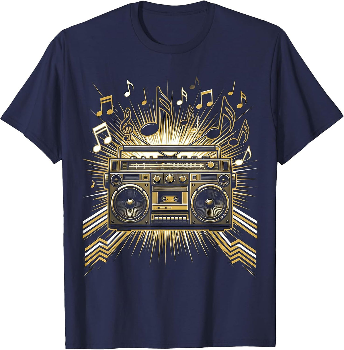 Retro Boombox Musical Notes Graphic Tee Unisex , , , Long Sleeve Tee