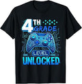Back to School 4th Grade First Day Level Unlocked Gamer Boys Unisex , , , Long Sleeve Tee
