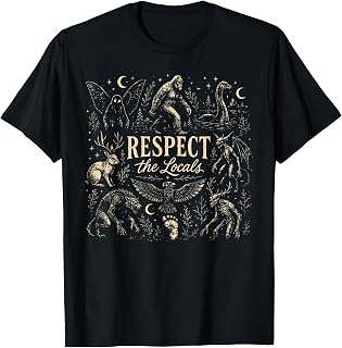 Respect The Locals Cryptids Folklure Funny Bigfoot Alien Unisex , , , Long Sleeve Tee
