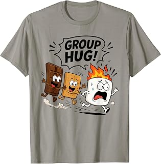 Kids Group Hug Smores Toddler One Happy Camper Funny Camping Unisex , , , Long Sleeve Tee